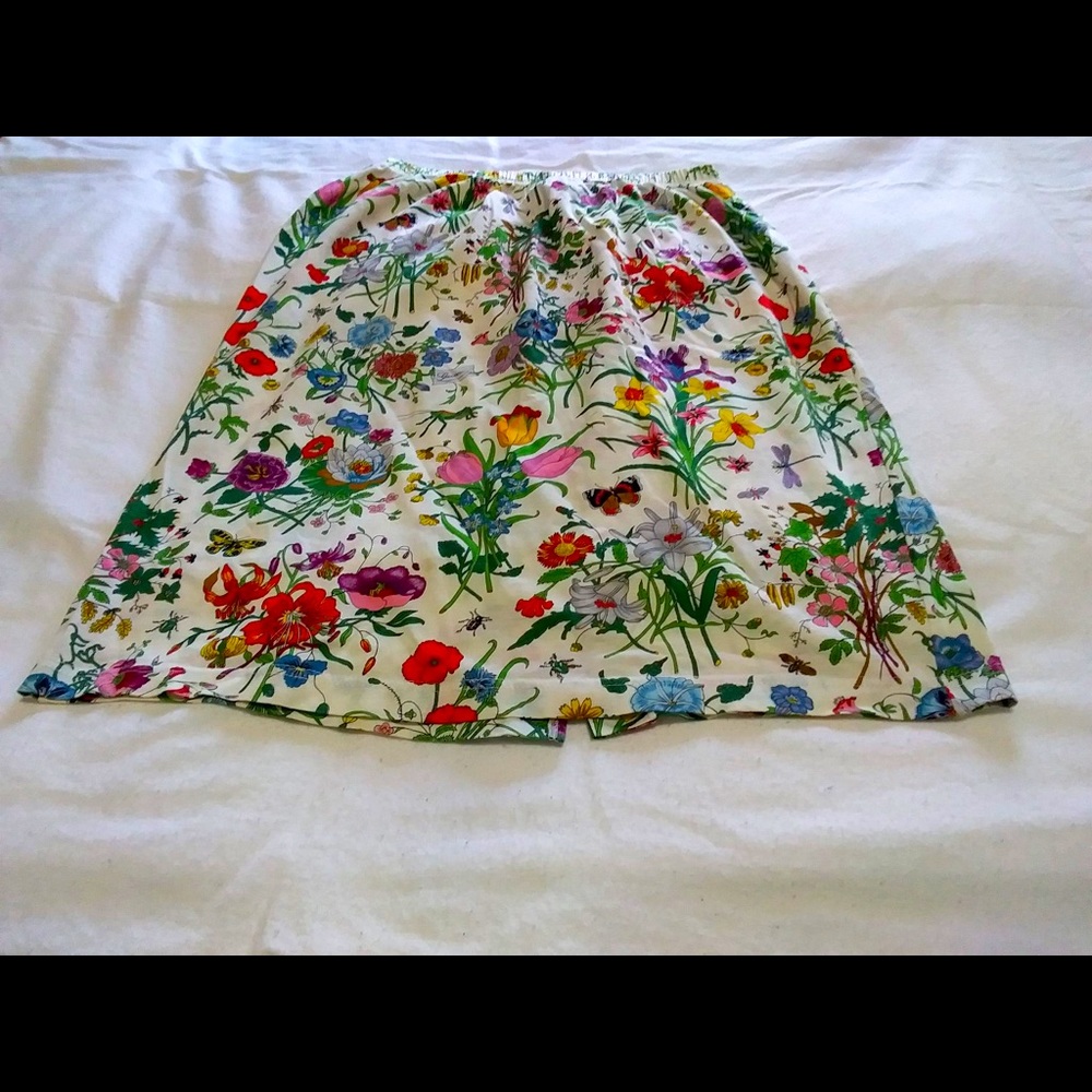 Gucci Flora Print Cotton Skirt 1990-91 Size Large